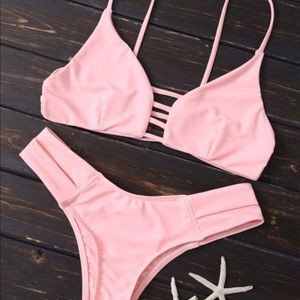 Two piece pink bikini bathing suite